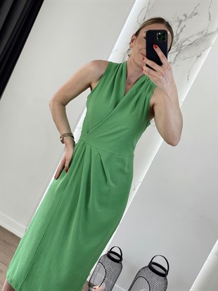 Bağlamalı Elbise Yeşil