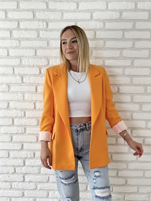 Kolu Katlamalı Blazer Ceket Orange